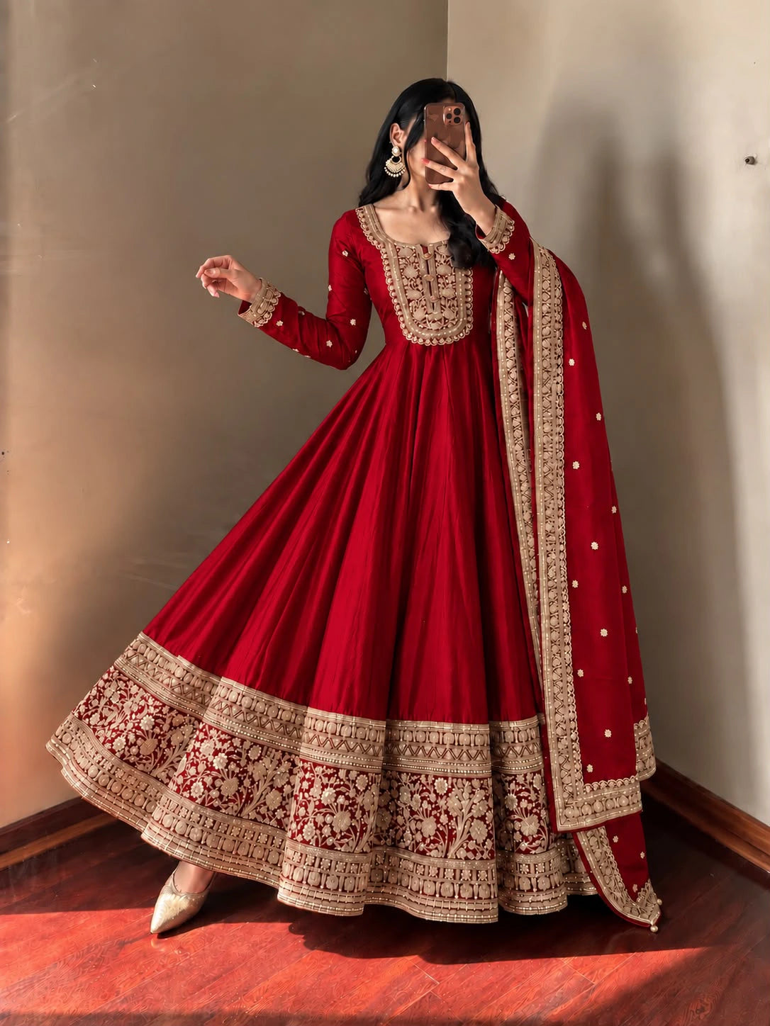 Roman Silk Anarkali Set 1