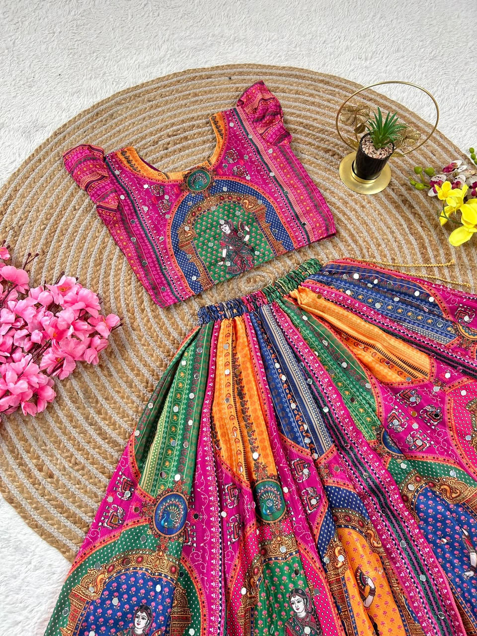 Chinon Silk Lehenga Choli for Kids 10