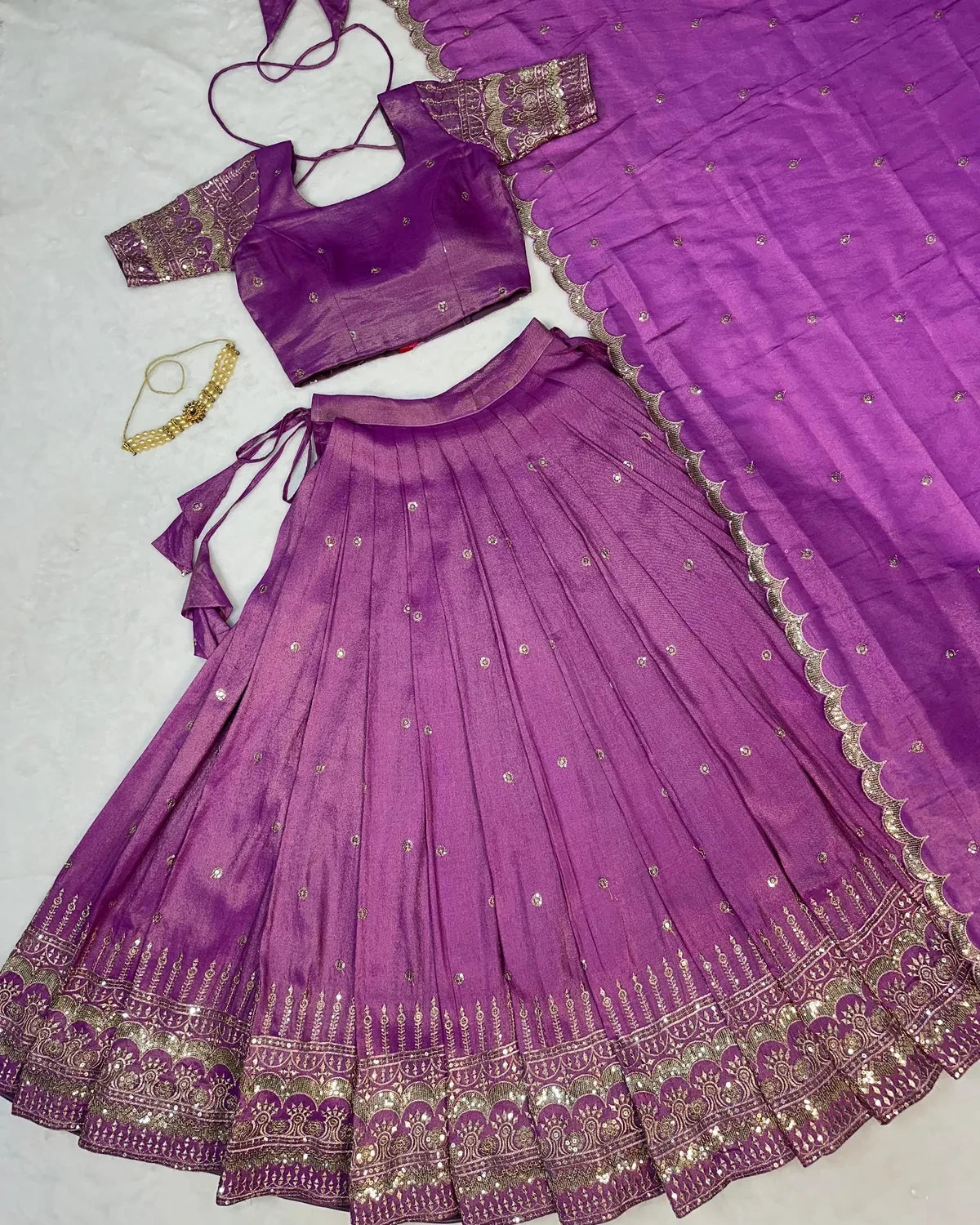 ❤️❤️Authentic Tissue Silk Lehenga Choli Set🪻🪻 3