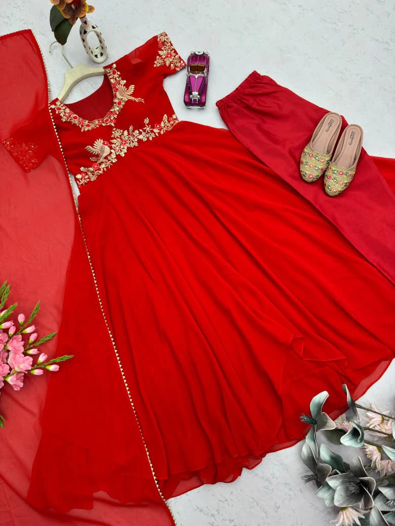 Georgette Embroidered Gown Set 5