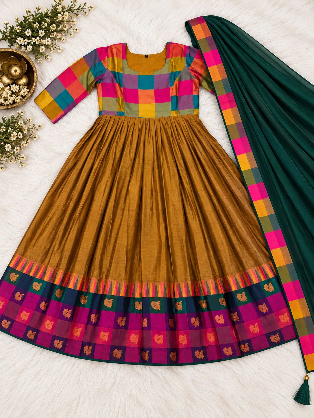 Cotton Spun Silk Anarkali Set 6