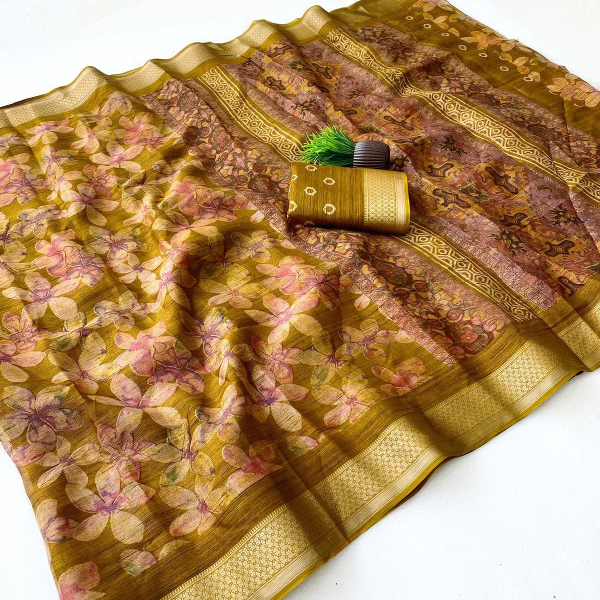 Slub Cotton Saree with Blouse 10
