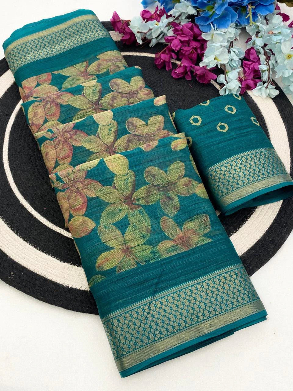 Slub Cotton Saree with Blouse 7