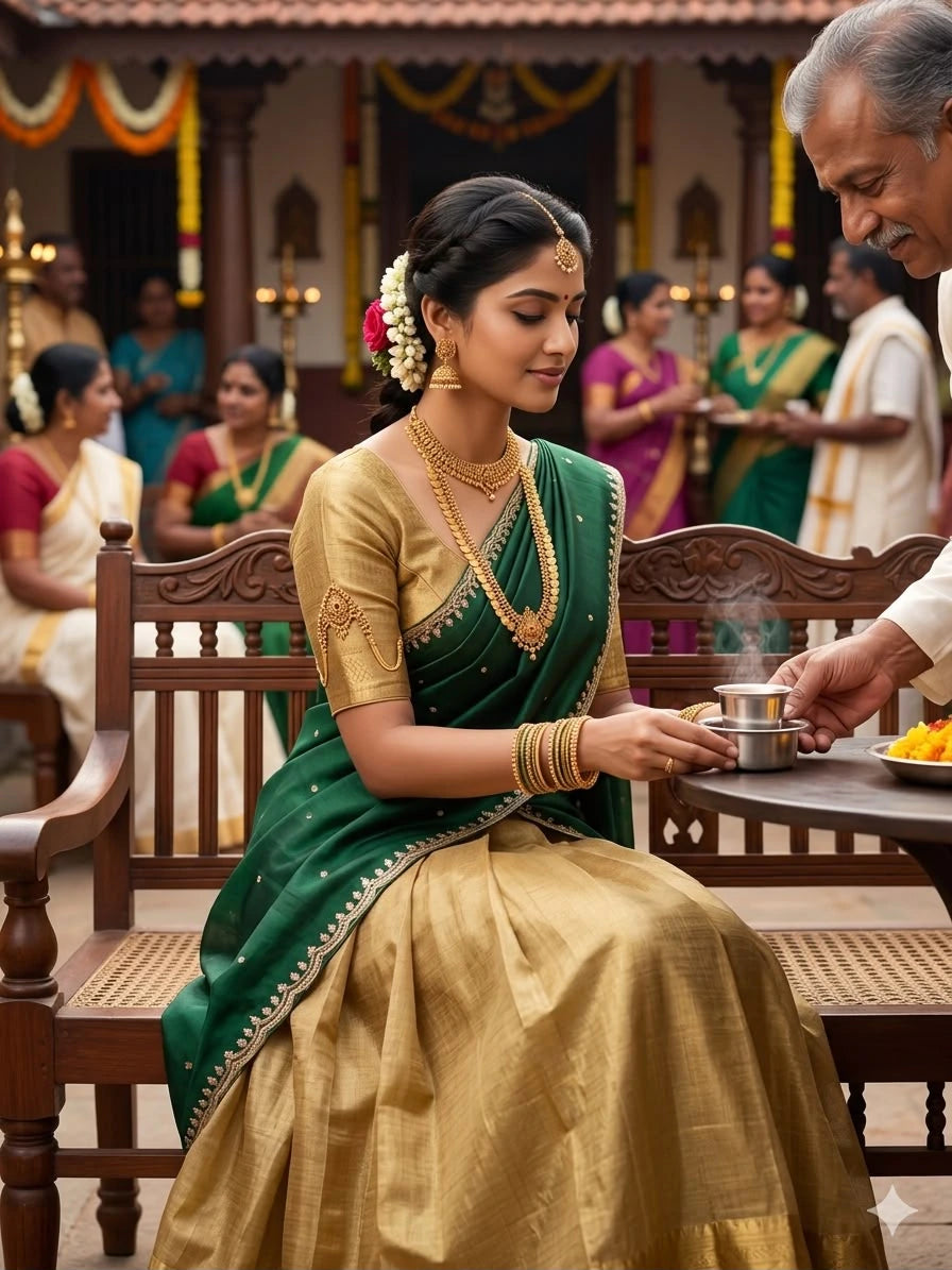 Golden Kanchipuram Half Saree 5