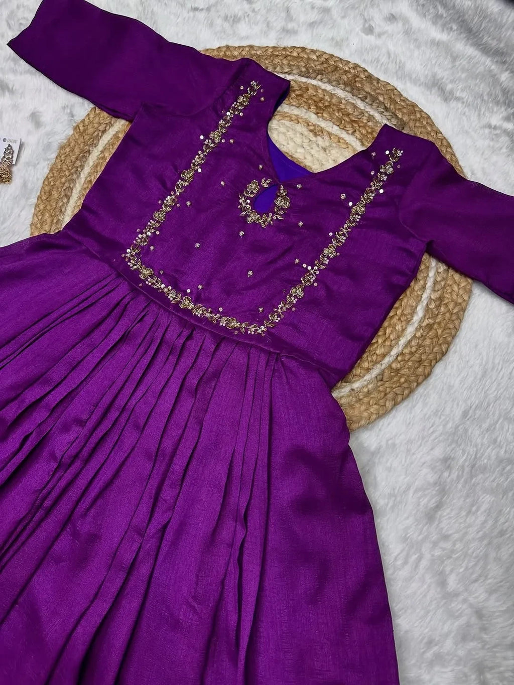 ❤️Vichithra Silk Handwork Gown with dupatta❤️ 8