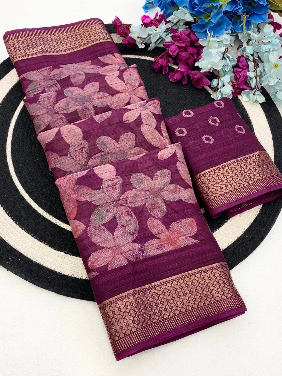 Slub Cotton Saree with Blouse 9