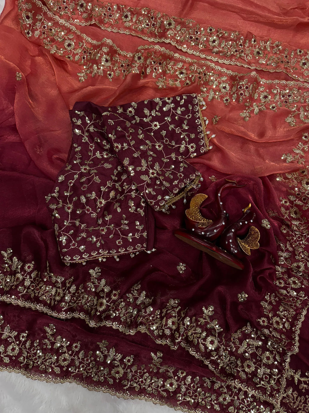 🌸🌸Beautiful Soft Fendy Sequence Embroidery Work Sarees🌸🌸 5