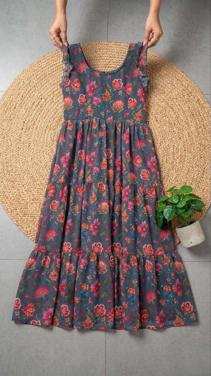 Alfino Chiffon Floral Maxi Dress 6