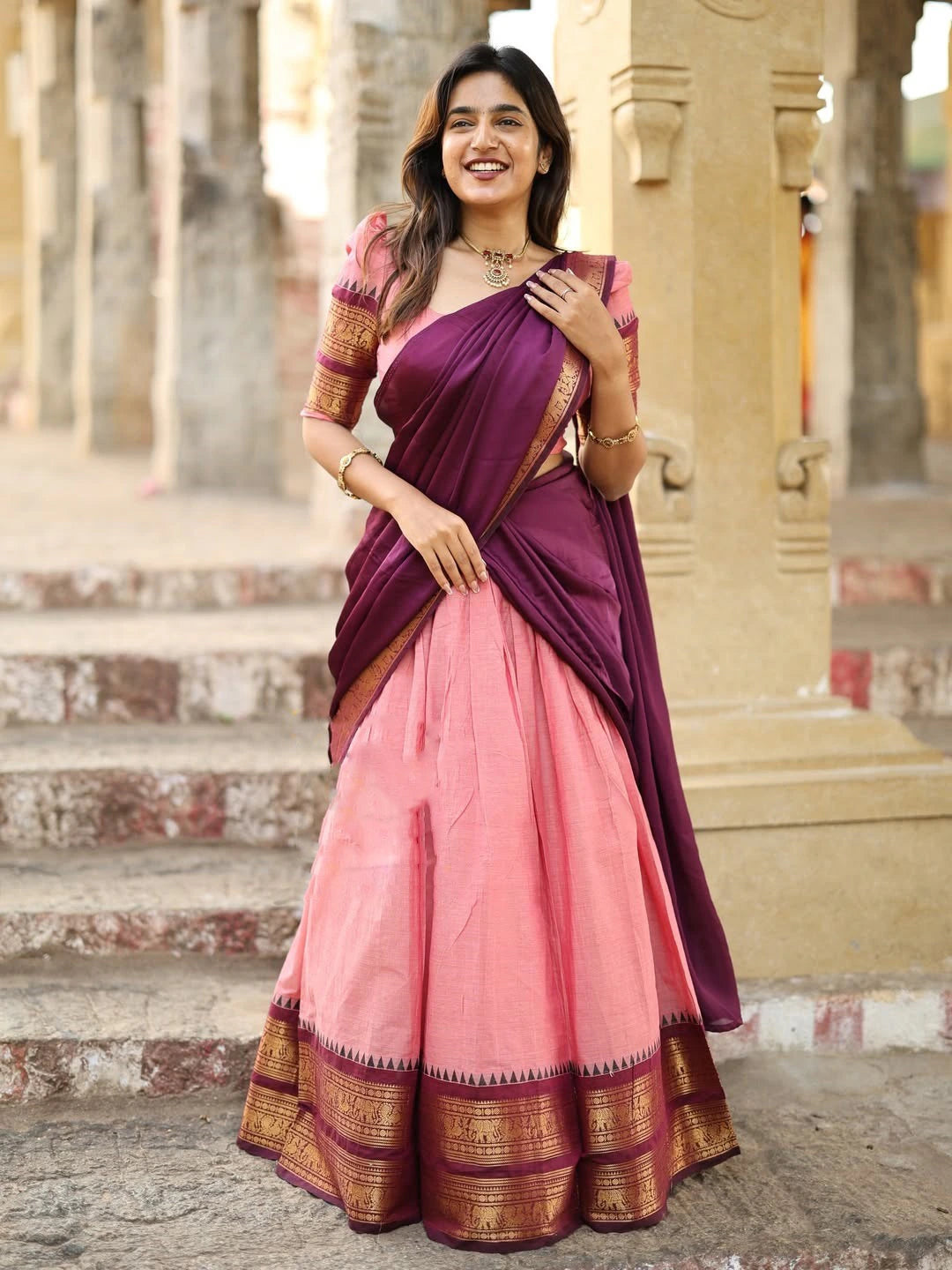 Kanchi Cotton Zari Woven Lehenga Set 1