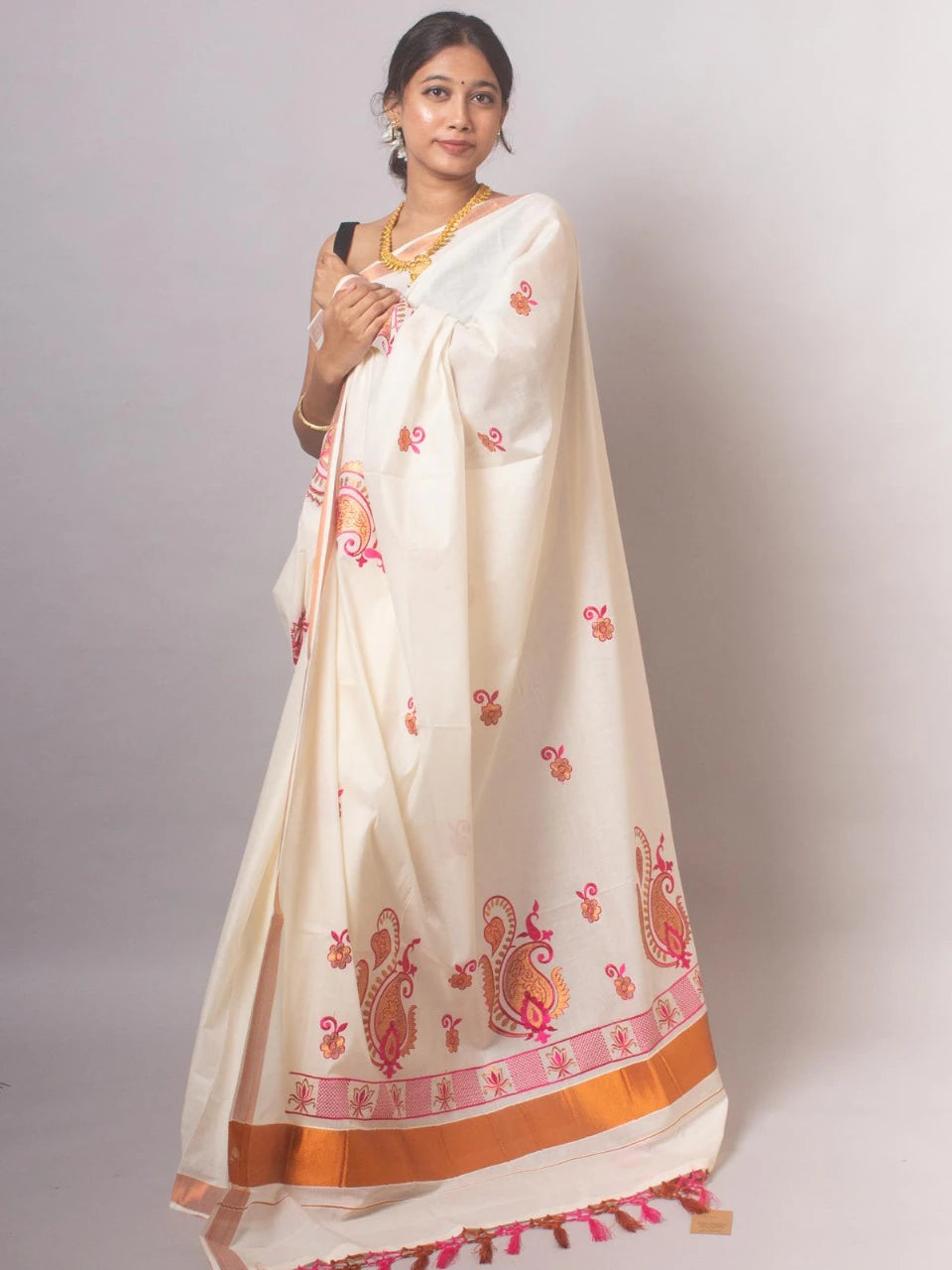 Cotton Embroidered Saree with Blouse 6