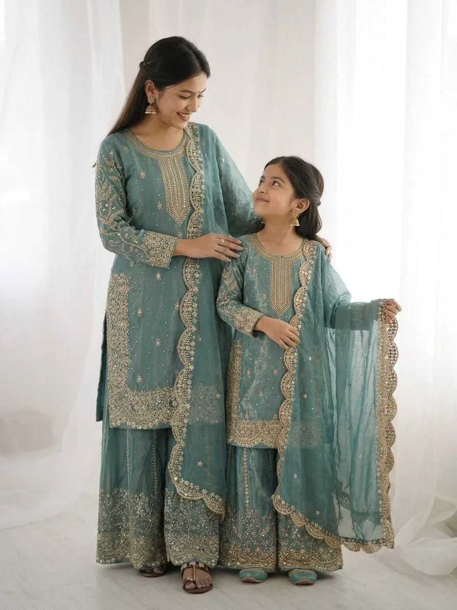 💕💕Premium mom & daughter Combo Ready to Wear sharara set💕💕 5