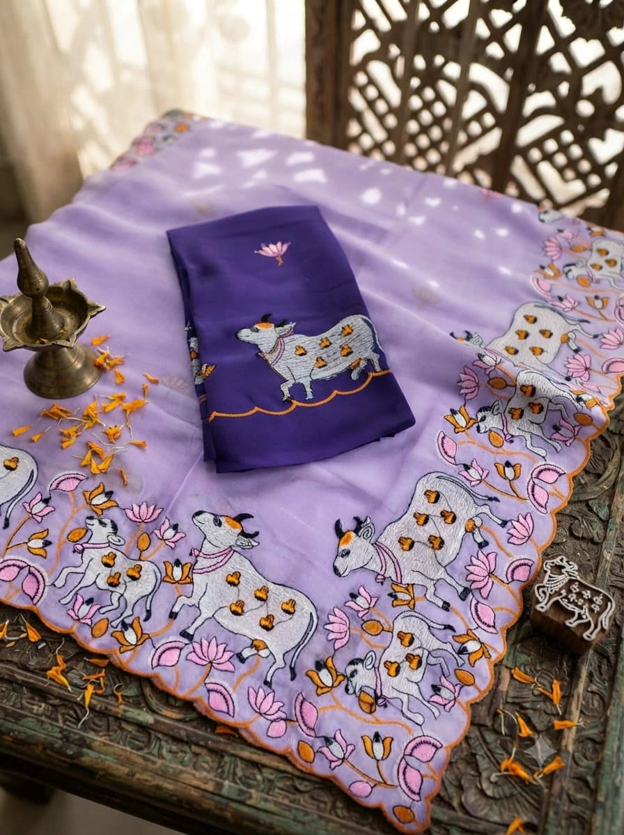 Embroidered Saree with Blouse 5