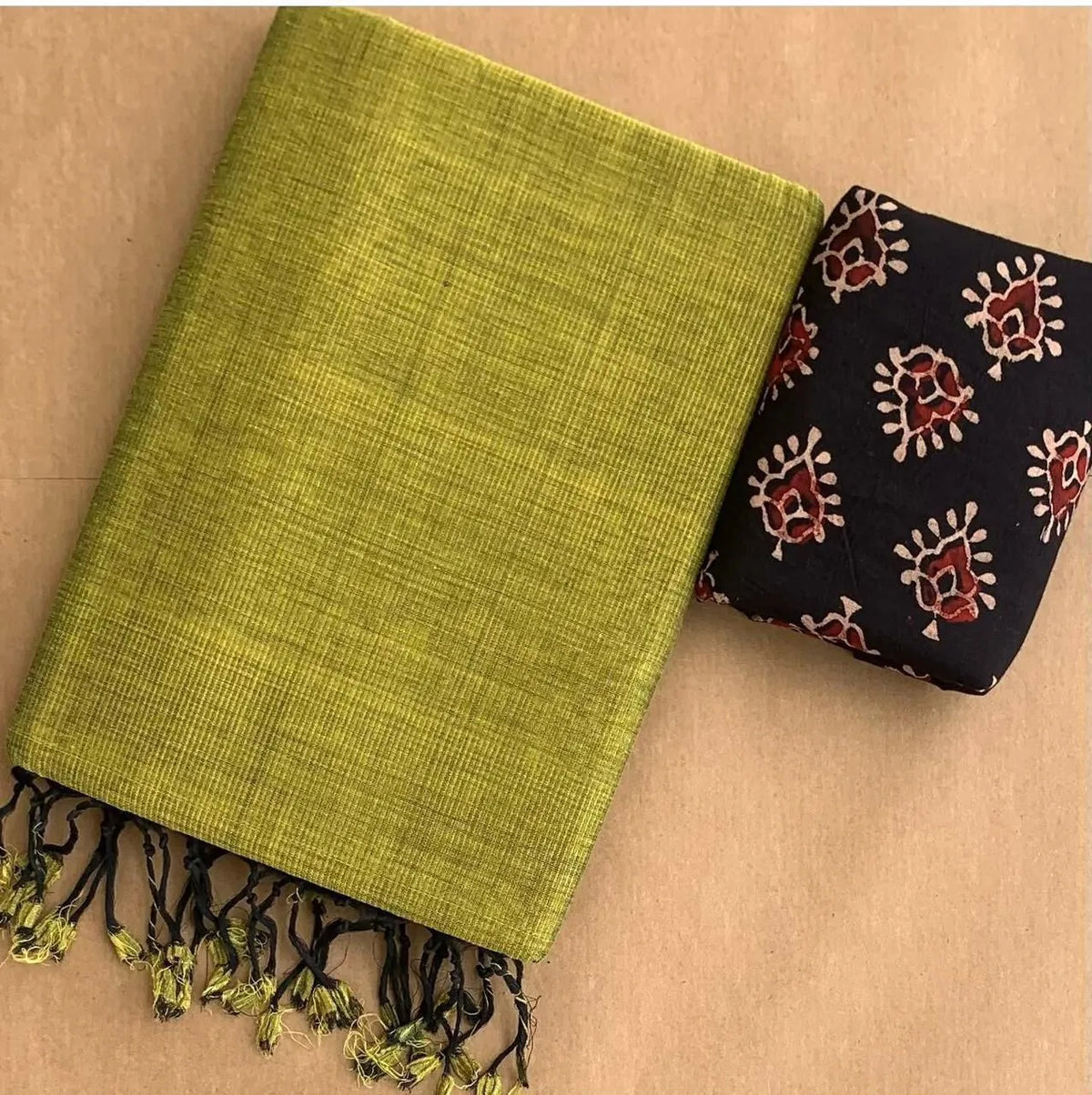 Insta Viral Khadhi Cotton  Sarees With Kalamkari BlousePiece 5