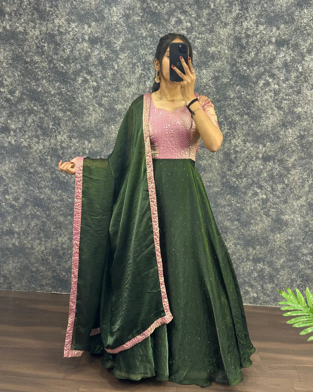 🌸🌸Attractive Pure Soft Fendy Silk Gown With Dupatta😎😎 2