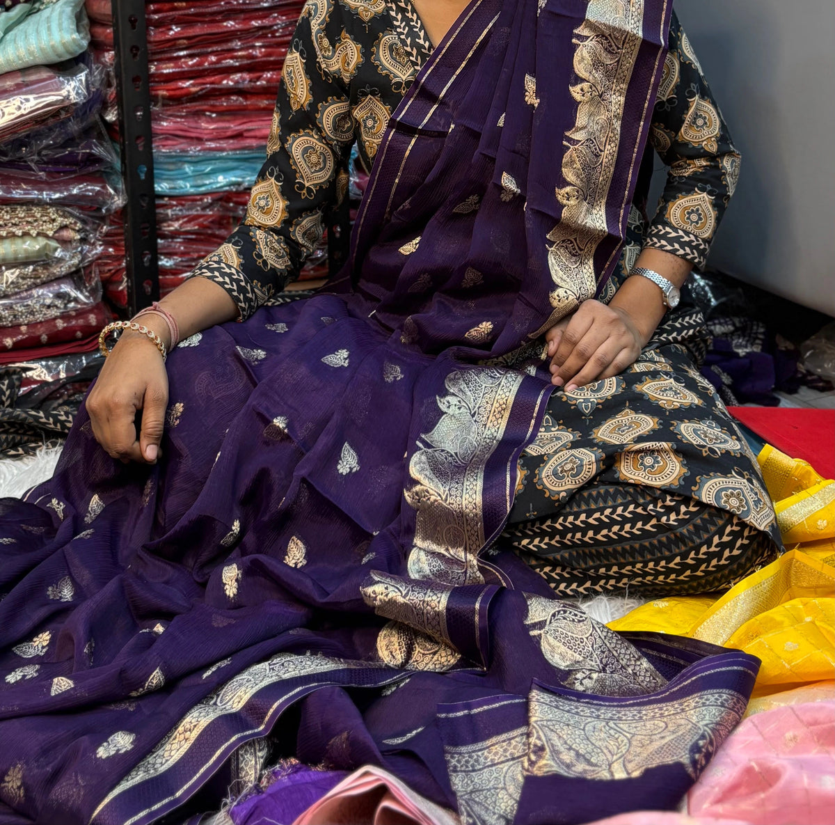 Viscose Chinnon Saree with Blouse 3