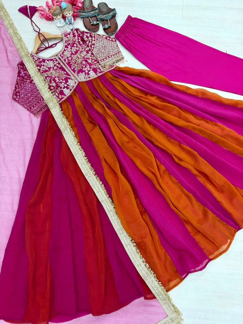 Silk Embroidered Gown Set 4
