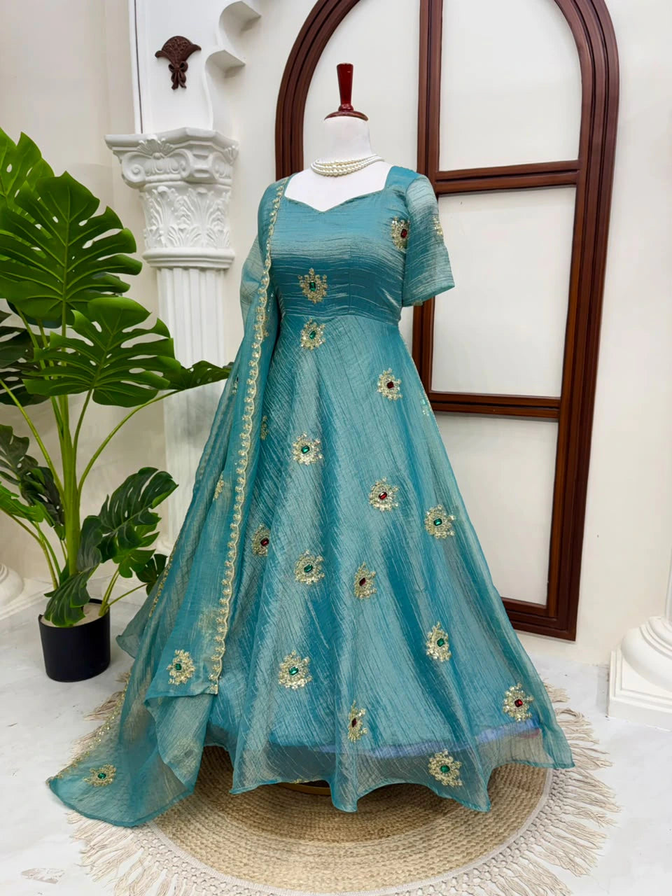Salsa Silk Gown with Pant Set & Dupatta 9