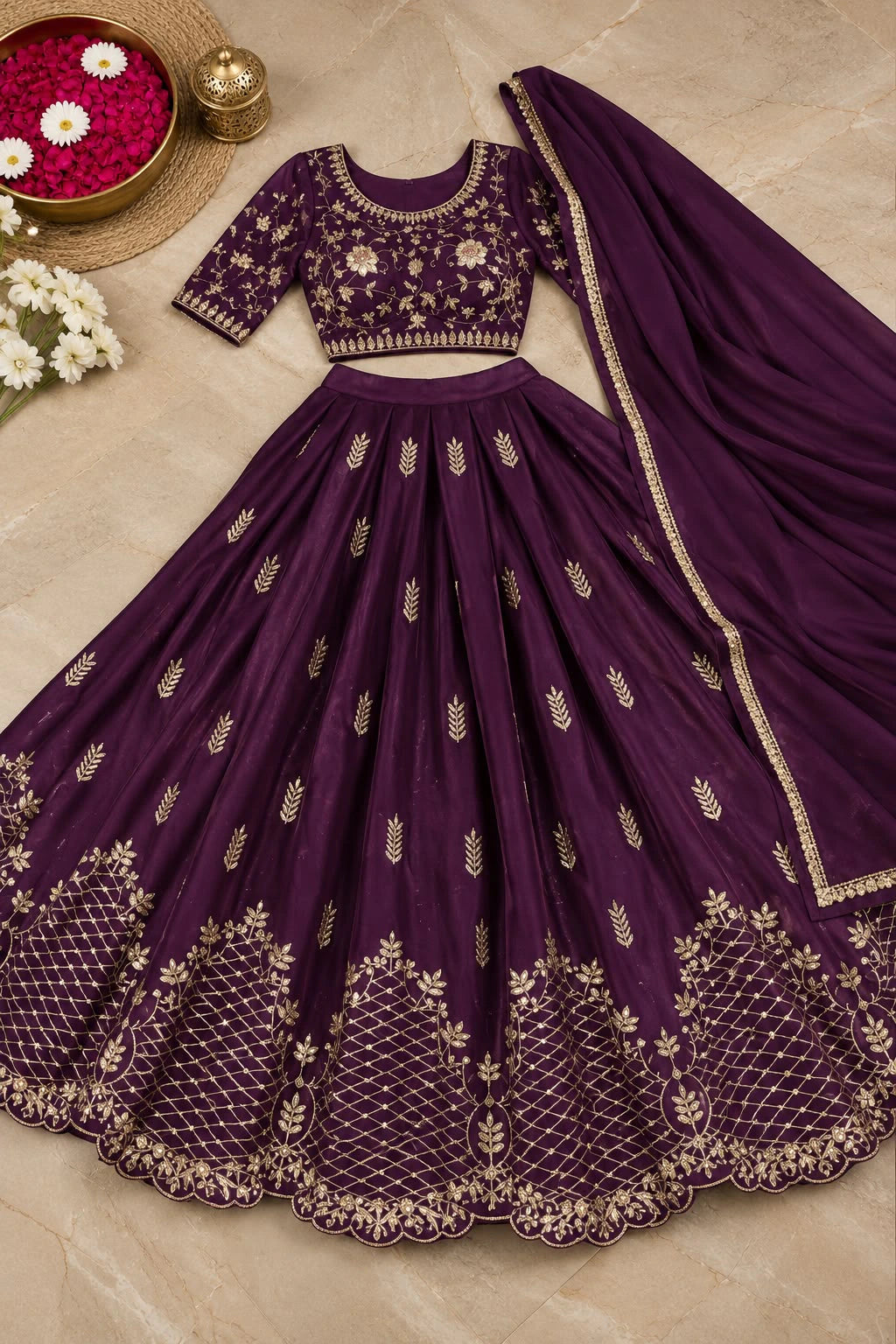 Georgette Embroidered Lehenga Choli Set 3