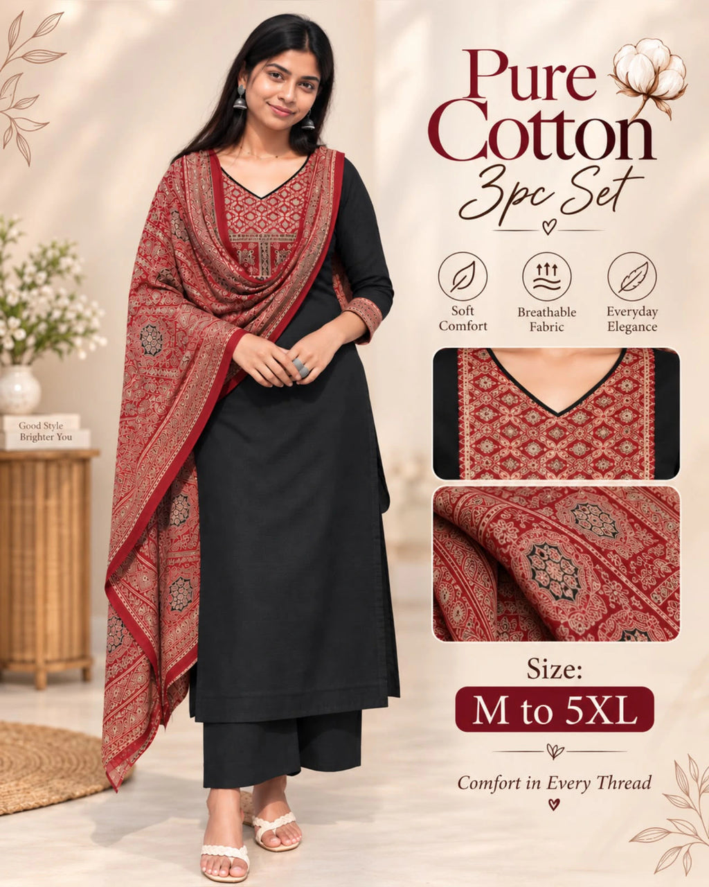Cotton Ajrakh Print Kurta Set 1