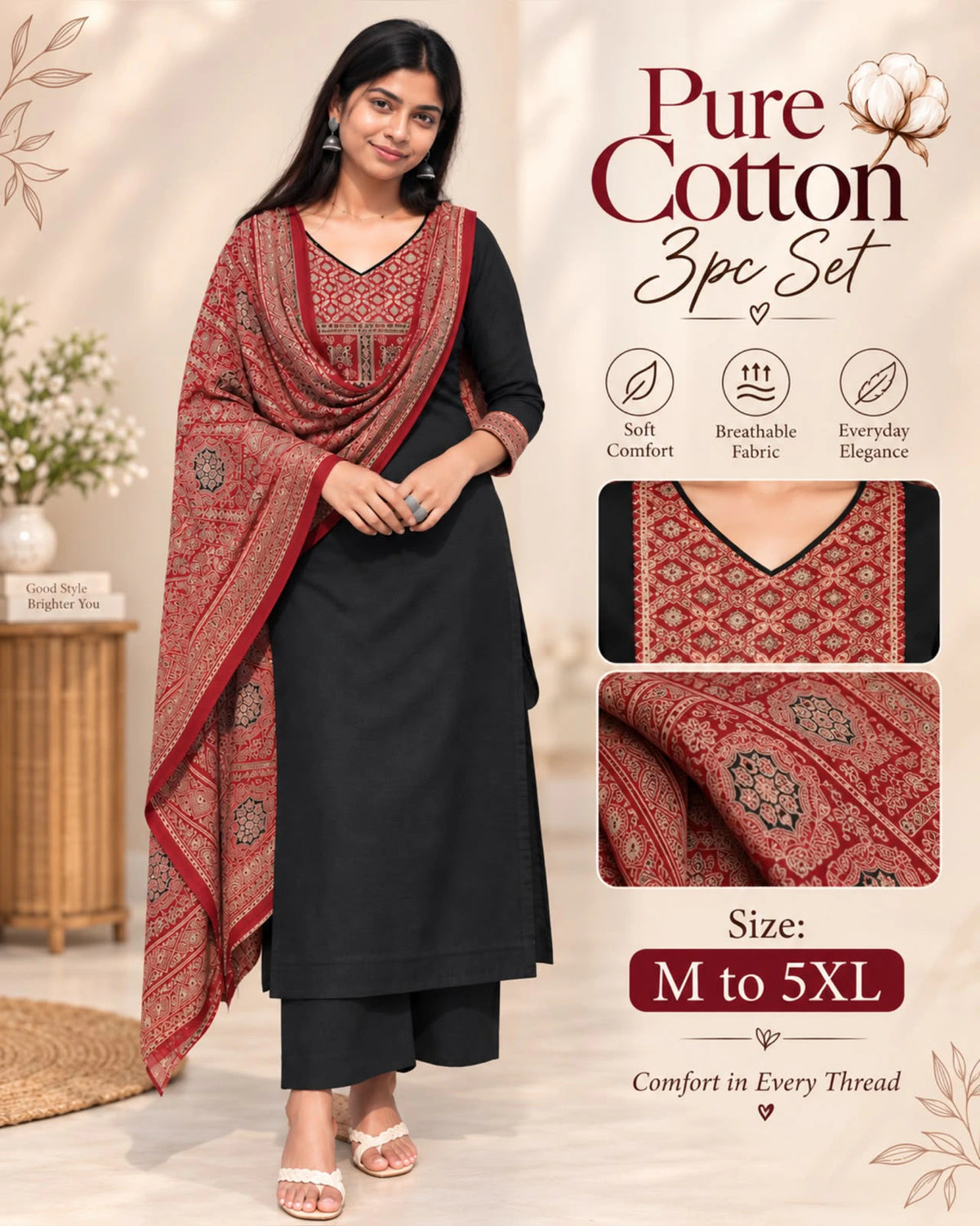 Cotton Ajrakh Print Kurta Set 8