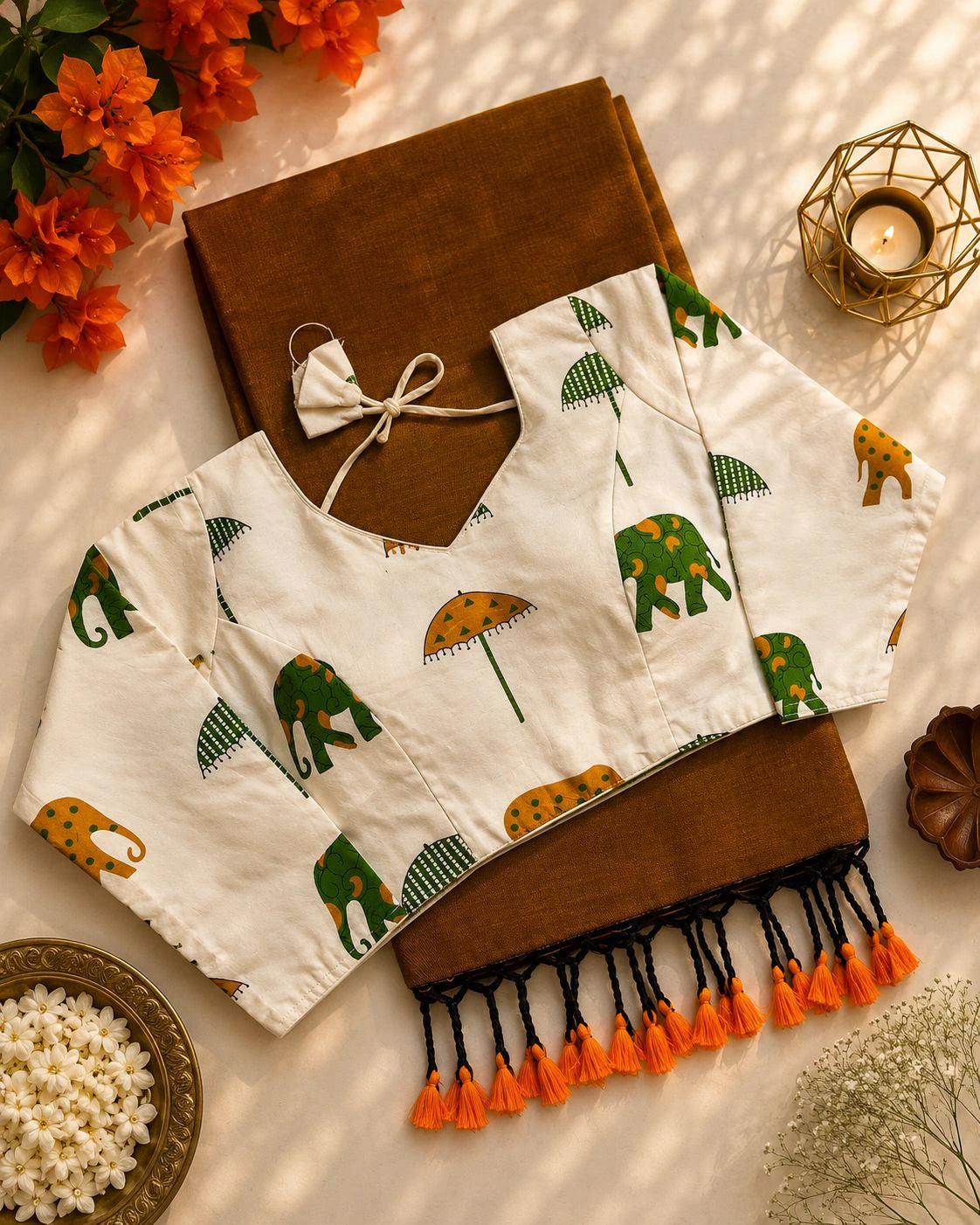 Khadi Cotton Saree with Printed Blouse 7