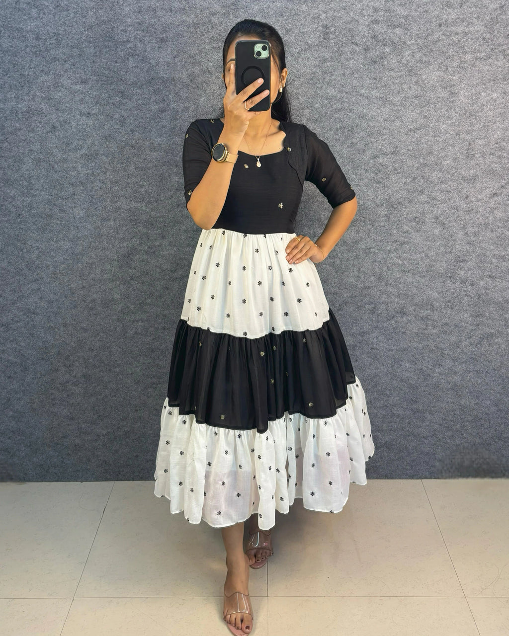 Vichitra Silk Embroidered Maxi Gown 5