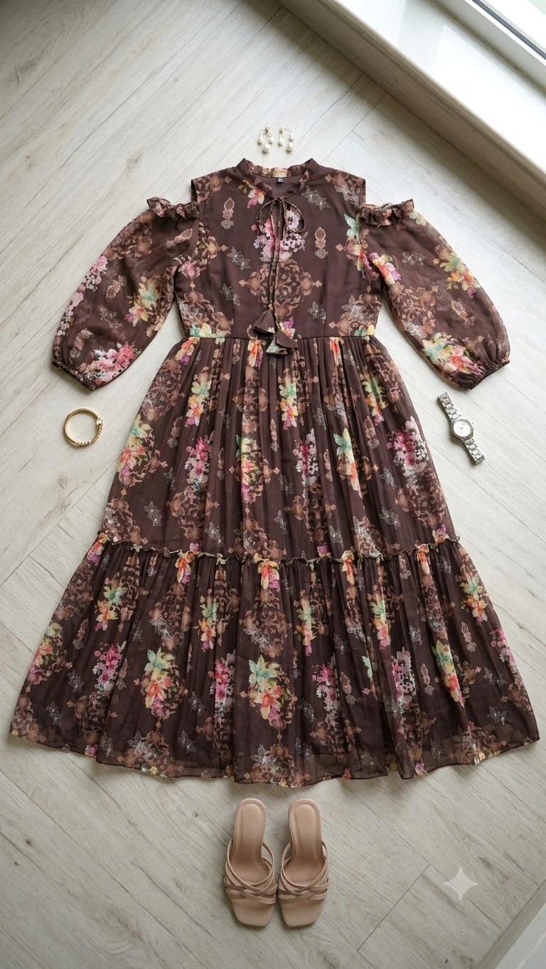 Georgette Floral Gown Dress 8