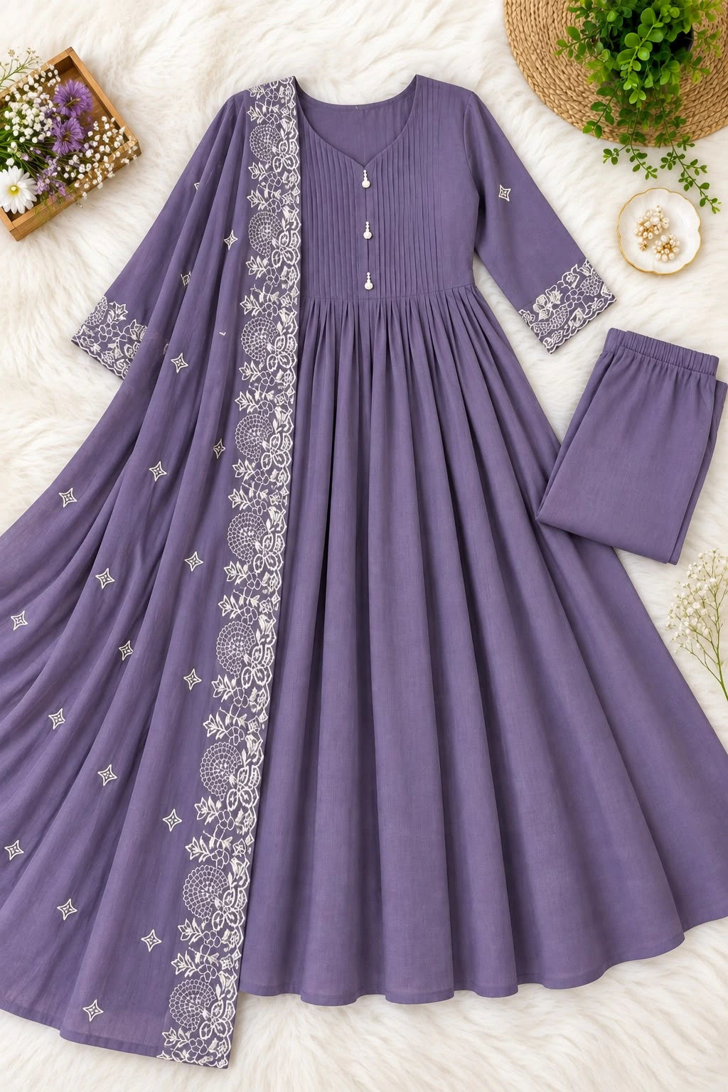 Mul Chanderi Anarkali Suit Set 2