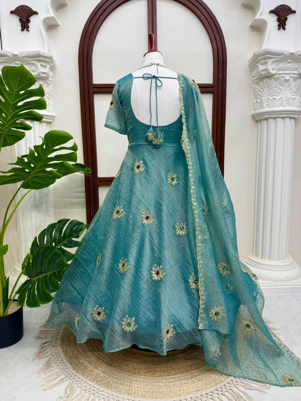 Salsa Silk Gown with Pant Set & Dupatta 8