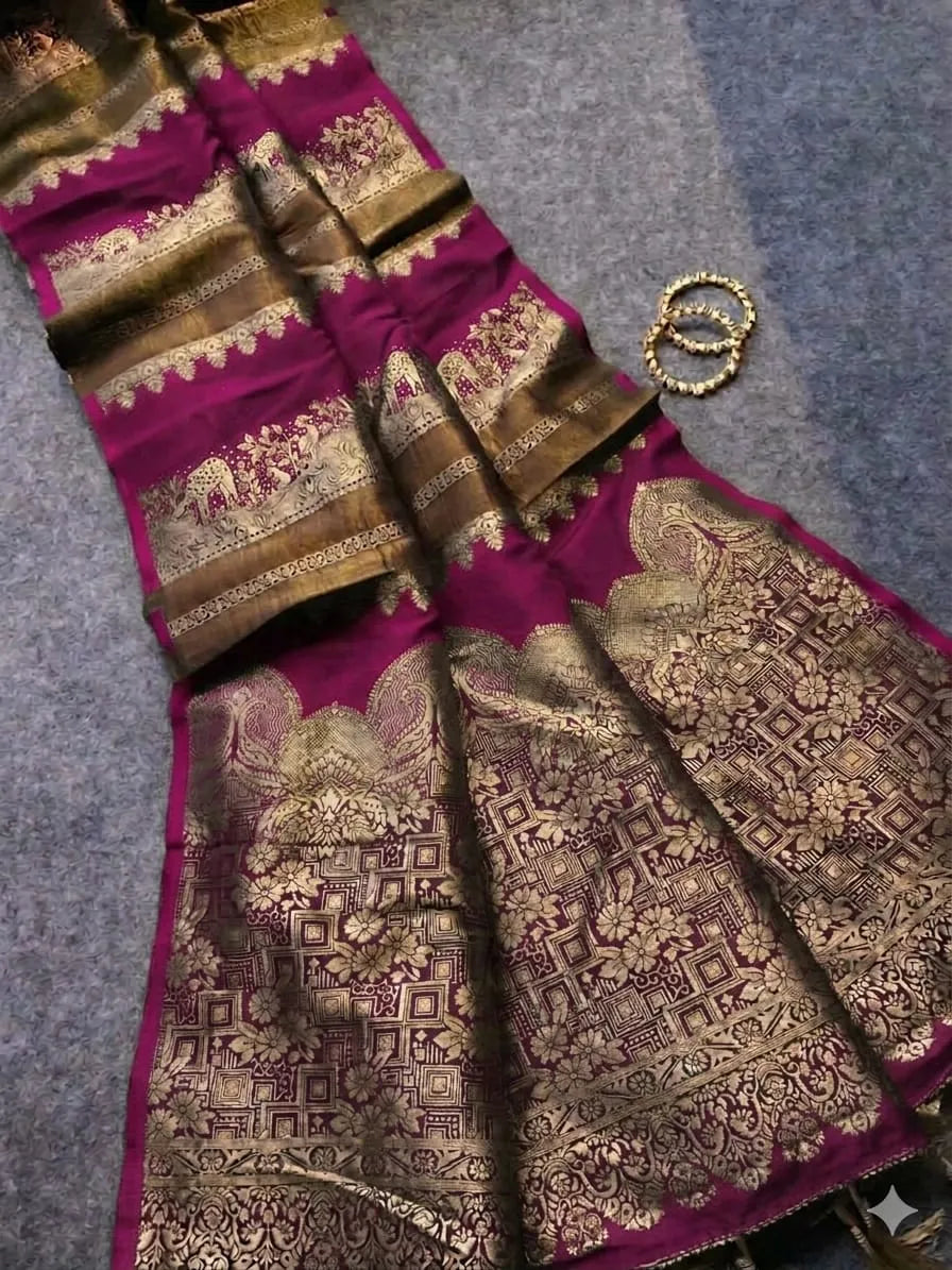👑👸Insta Viral Khadi Crepe Silk Paithani Saree With Blouse Piece👸👑 3
