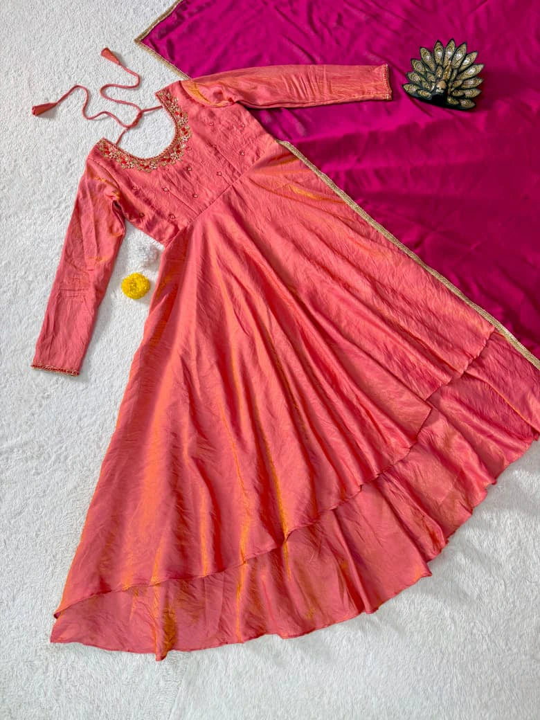 Sindoor Tissue Silk Gown 5