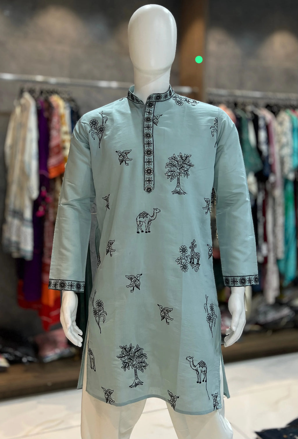 Roman Silk Embroidered Kurta Set 5
