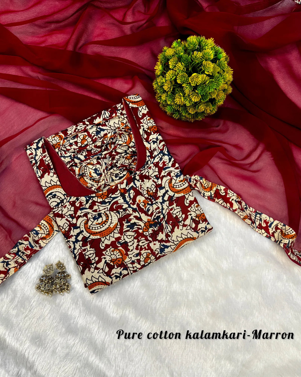 💗💗Viral Kalamkari Sideopen Kurti With Dupatta Set💗💗 6