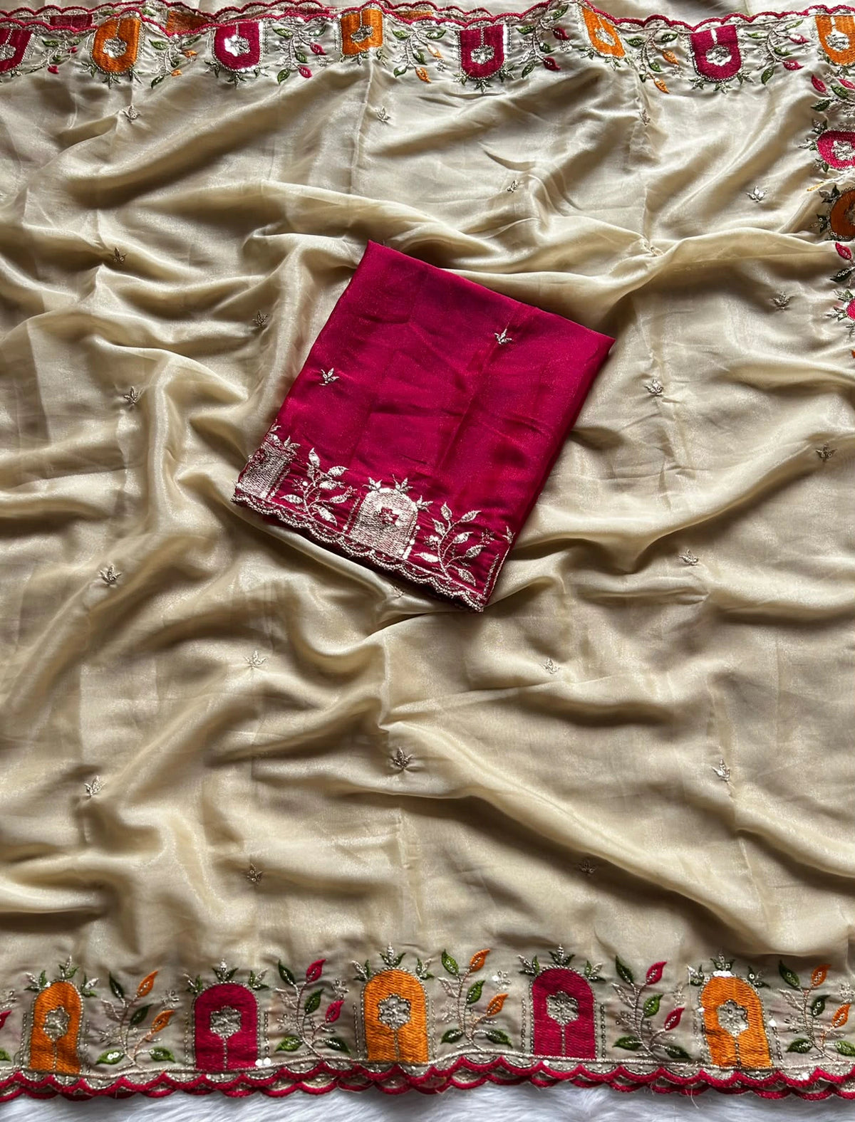 Georgette Embroidered Saree with blouse 1
