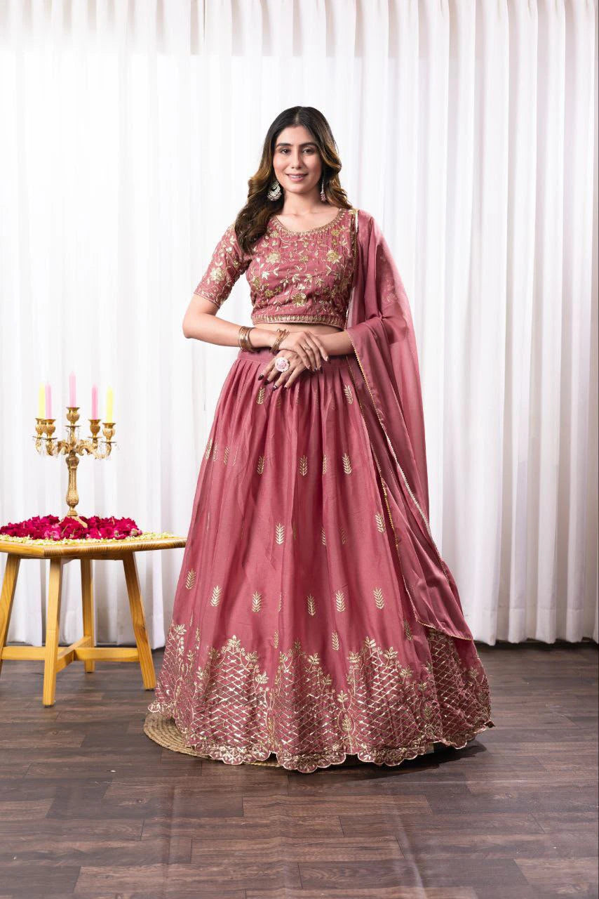 Georgette Embroidered Lehenga Choli Set 7