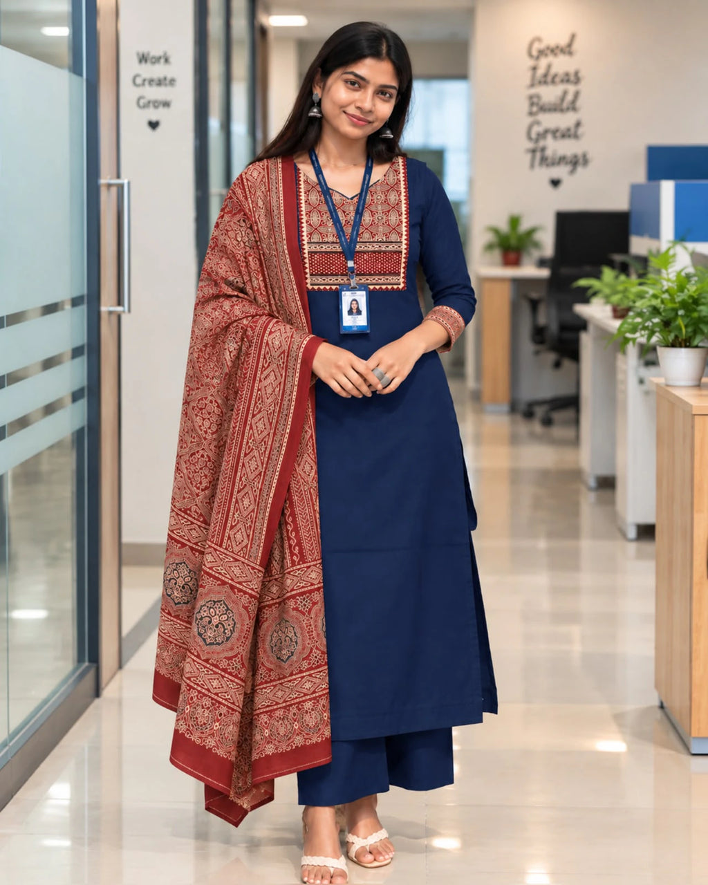 Cotton Ajrakh Print Kurta Set 1