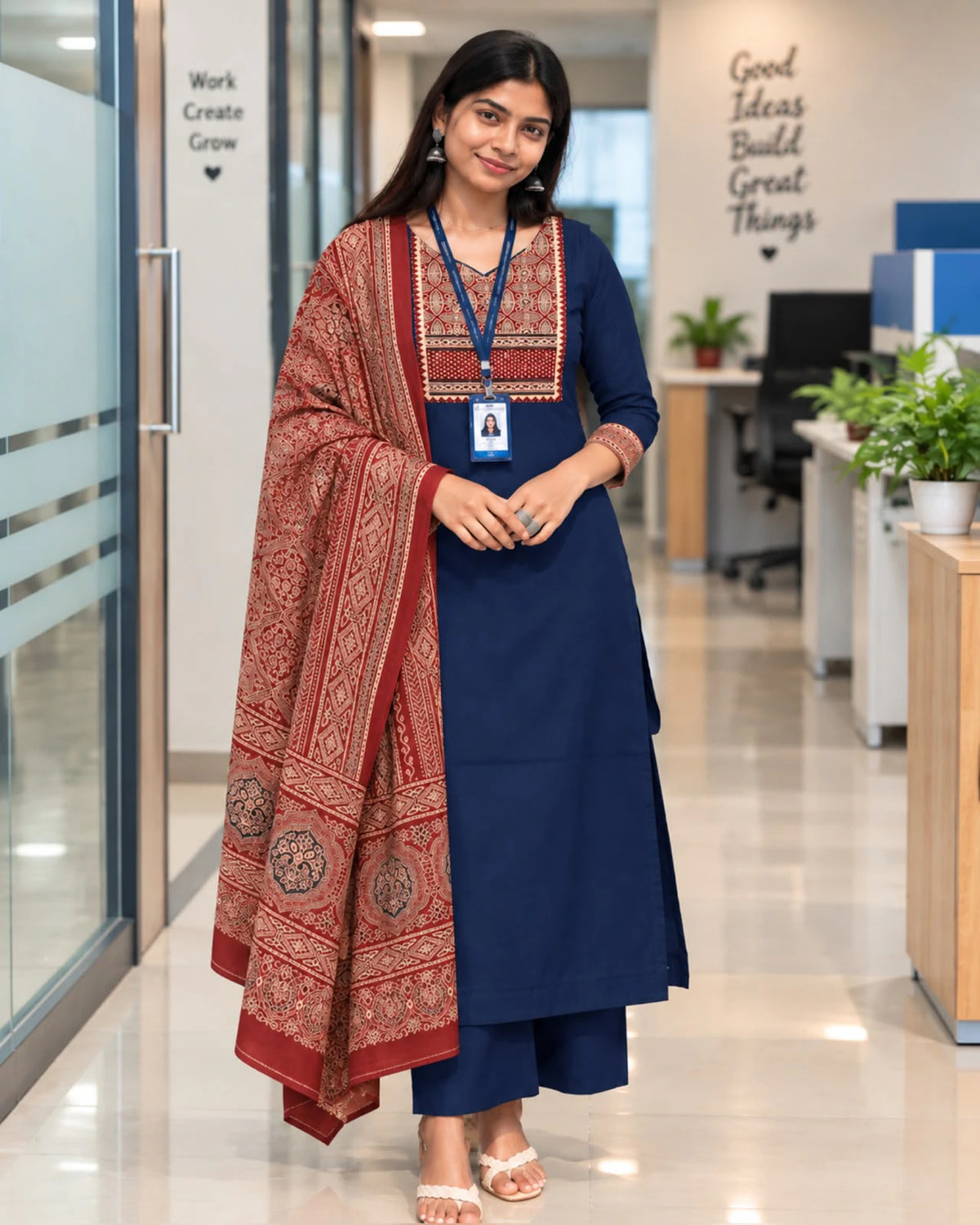 Cotton Ajrakh Print Kurta Set 1