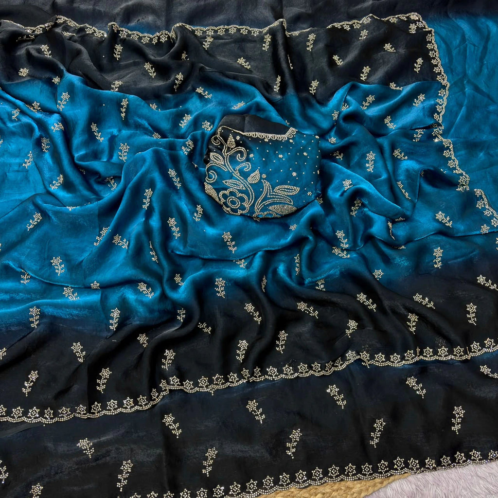 Space Silk Saree with Jarkhan Work 2