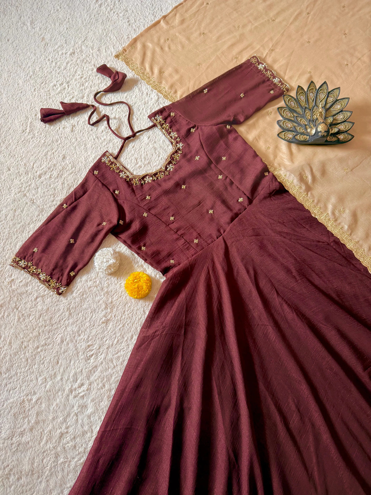 Vichitra Silk Gown with Dupatta 9