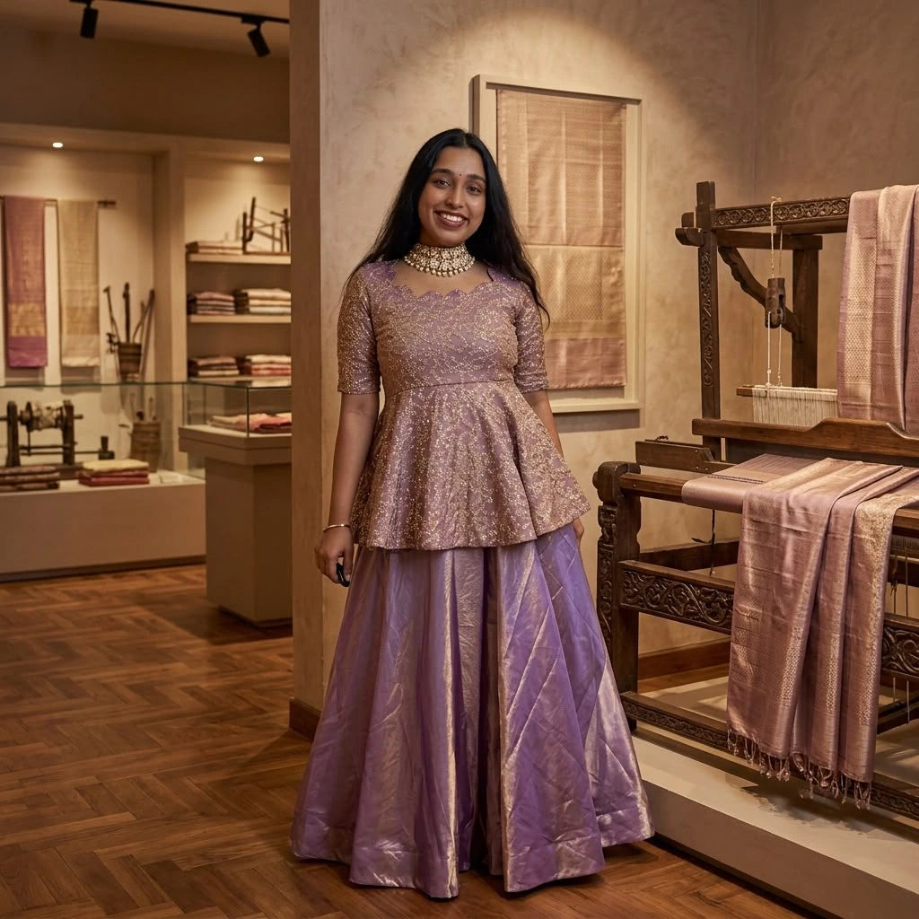 Space Silk Peplum Lehenga Set 6