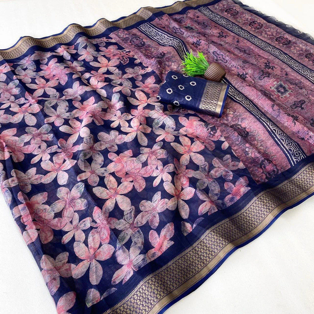 Slub Cotton Saree with Blouse 1