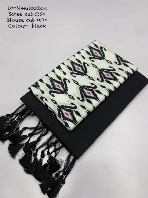 AN SUPER HIT-1 New Design Launch Pure Mul Cotton Saree with Tassels 1