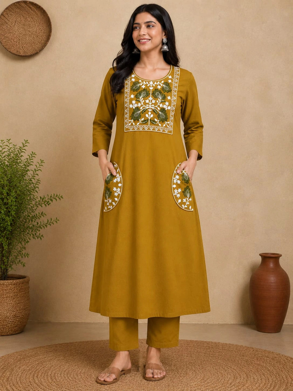Women's Cotton A-Line Kurti Set 1