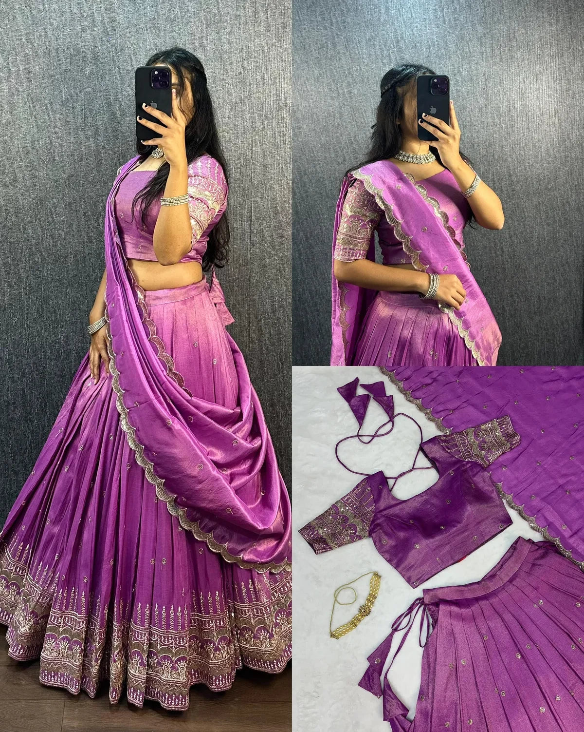 ❤️❤️Authentic Tissue Silk Lehenga Choli Set🪻🪻 1