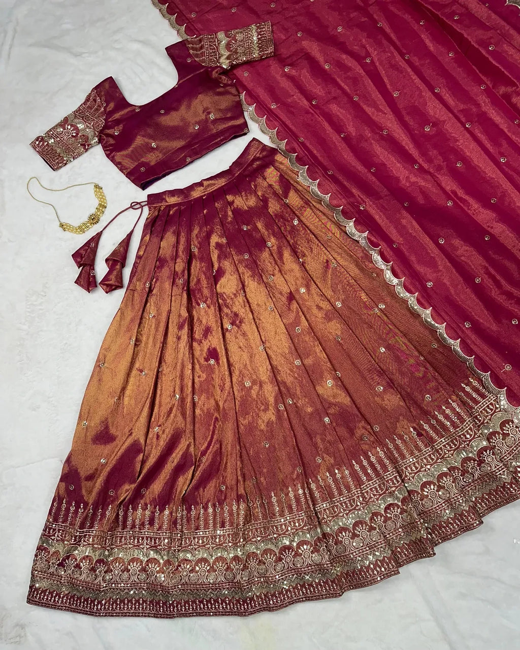 ❤️❤️Authentic Tissue Silk Lehenga Choli Set🪻🪻 6