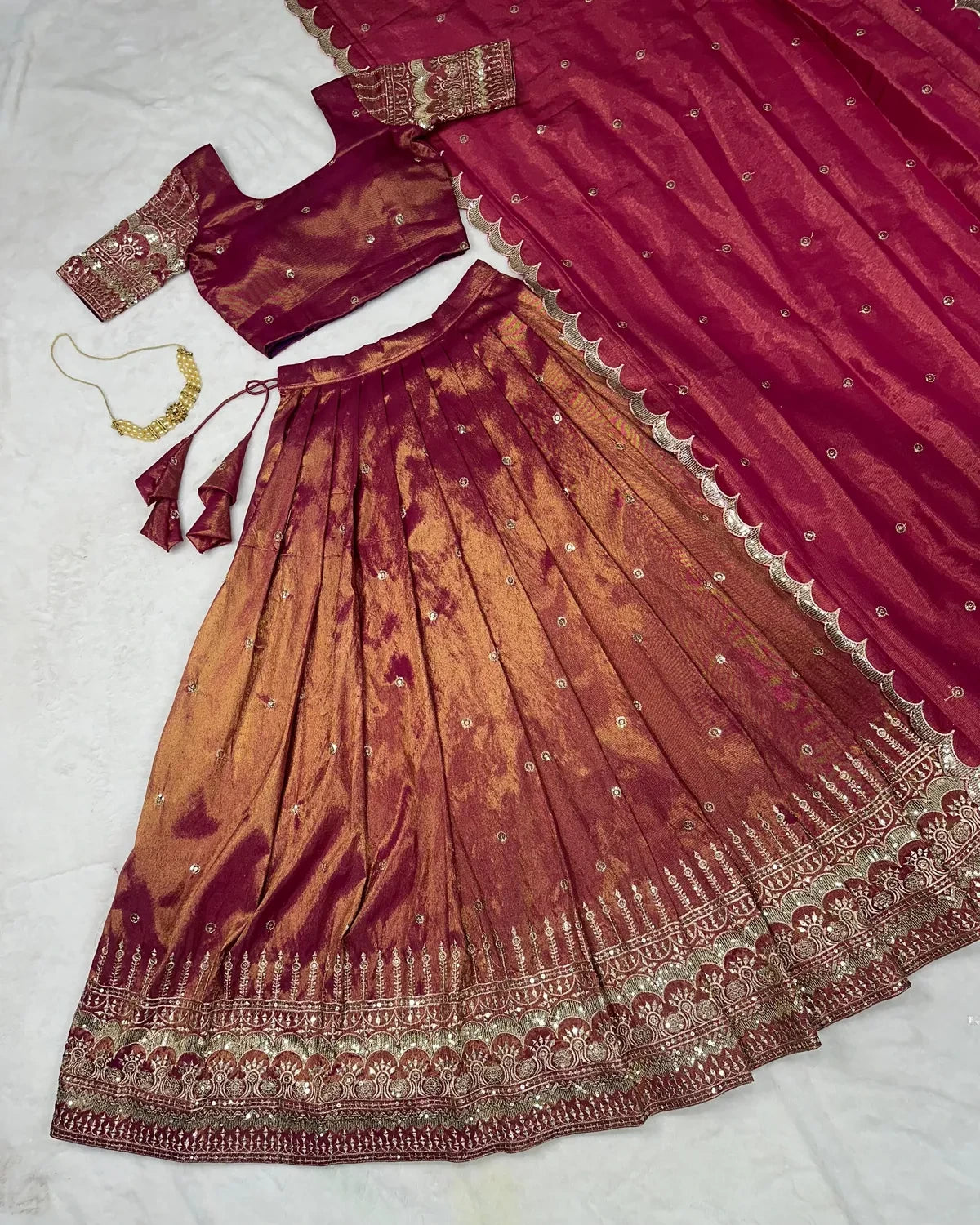 ❤️❤️Authentic Tissue Silk Lehenga Choli Set🪻🪻 6