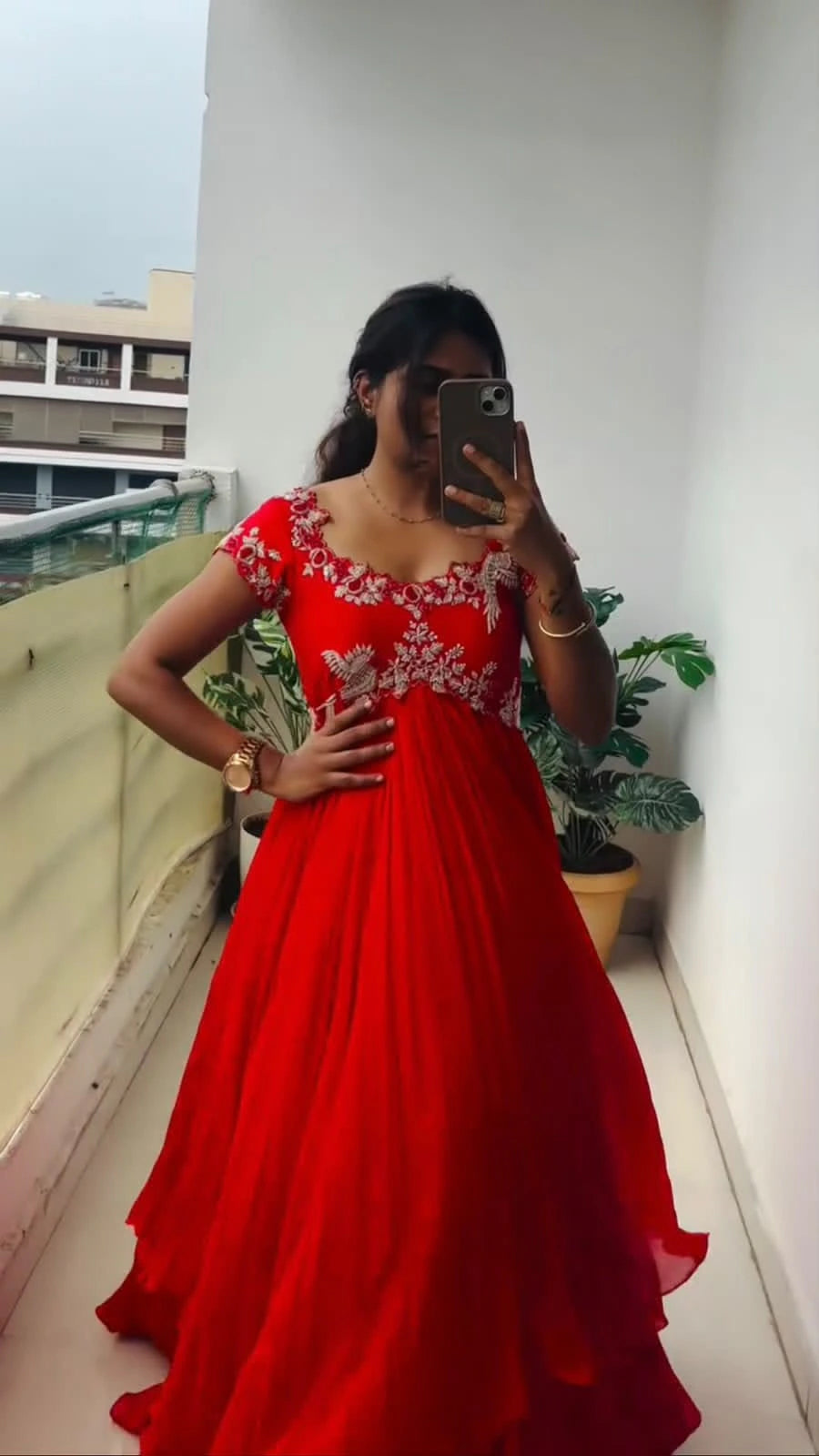 Georgette Embroidered Gown Set 3