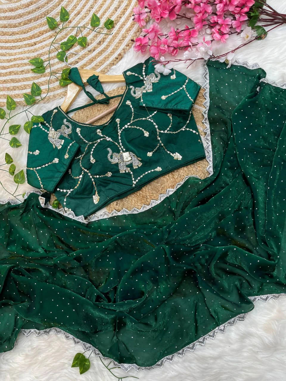 Satin Silk Saree with Blouse 3