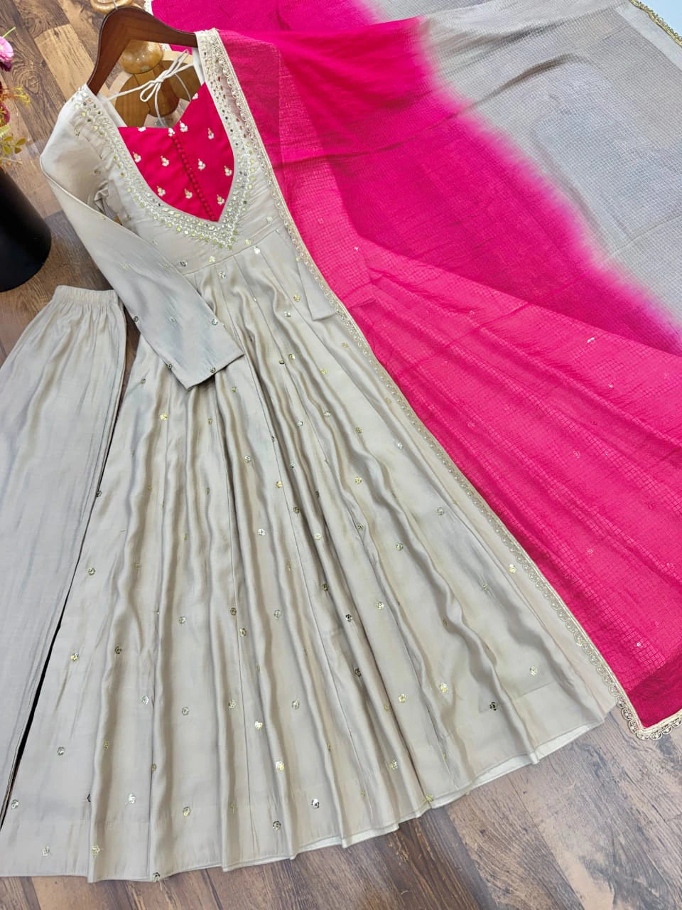 Roman Silk Anarkali Set 6