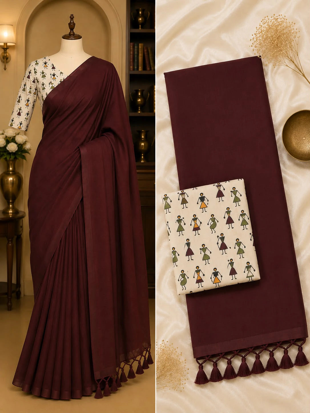 Handloom Khadi Cotton Saree with Blouse 3